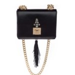 BLACK LEATHER TASSEL BAG