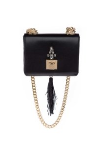 BLACK LEATHER TASSEL BAG
