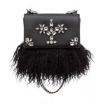 BLACK LAMA FUR AND CRYSTAL BAG