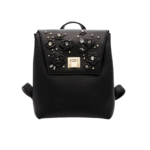 BLACK LEATHER AND CRYSTAL FLOWER BACKPACK MINI