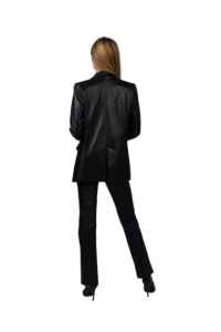Classic black tailored leather blazer for her