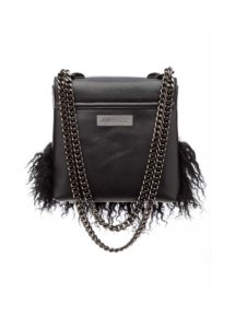 BLACK LAMA FUR AND CRYSTAL BAG - Image 2