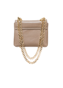 BEIGE LEATHER AND CRYSTAL FLOWER BAG - Image 2