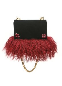 RED SUEDE AND LAMA FUR BAG