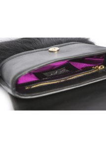 BLACK LEATHER AND MOUNTAIN GOAT FUR BAG - Image 3