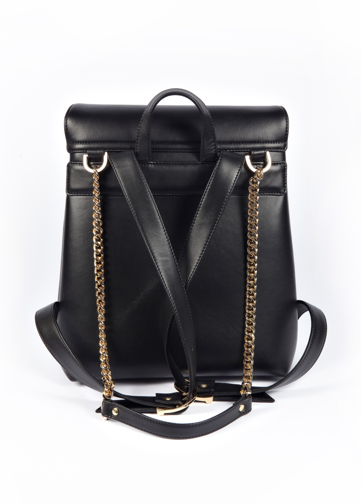 BLACK LEATHER SHOULDER STRAP BACKPACK - Image 2