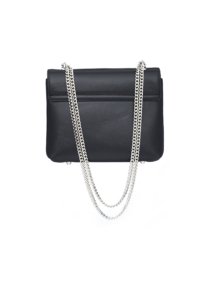 BLACK LEATHER AND CRYSTAL FLOWER BAG - Image 2