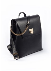 BLACK LEATHER SHOULDER STRAP BACKPACK - Image 3