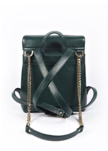 GREEN LEATHER SHOULDER STRAP BACKPACK - Image 3