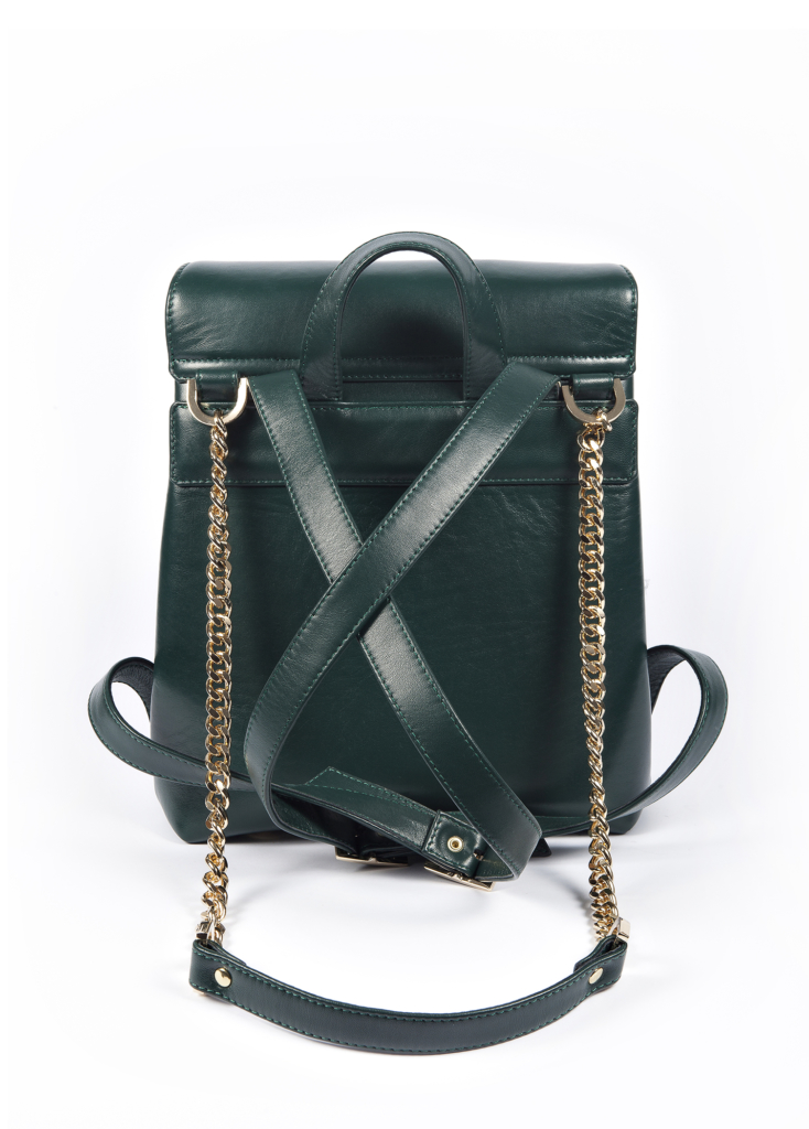 GREEN LEATHER SHOULDER STRAP BACKPACK - Image 3