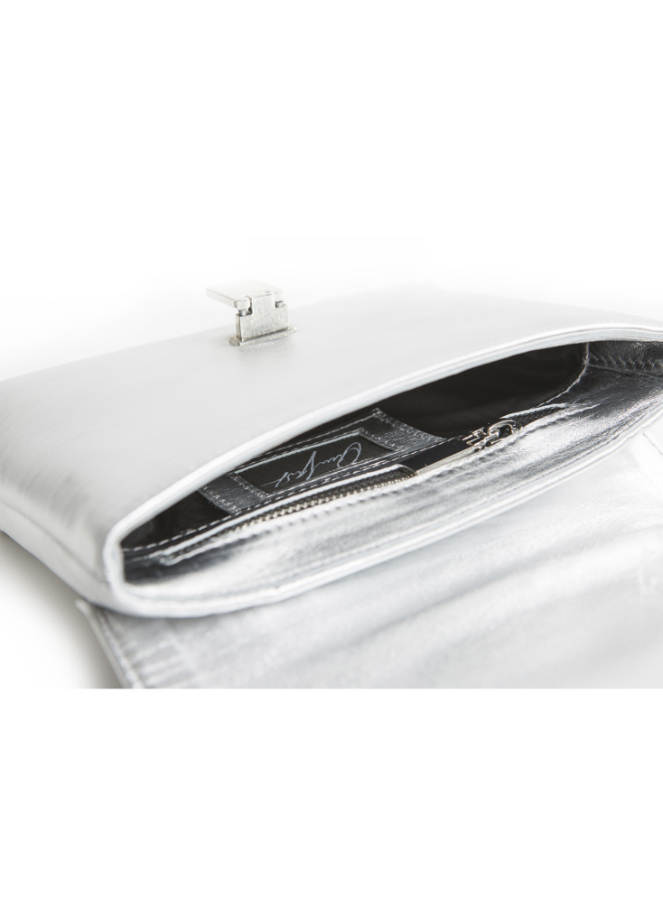SILVER LAMBSKIN LEATHER BAG - Image 3