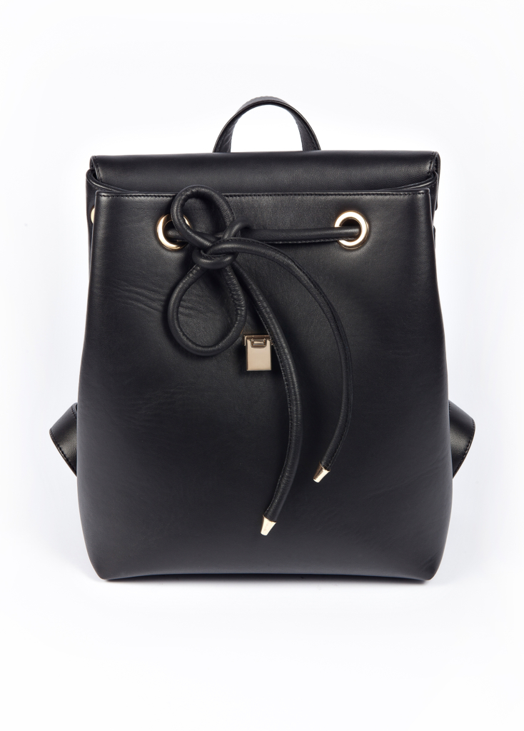 BLACK LEATHER SHOULDER STRAP BACKPACK - Image 4
