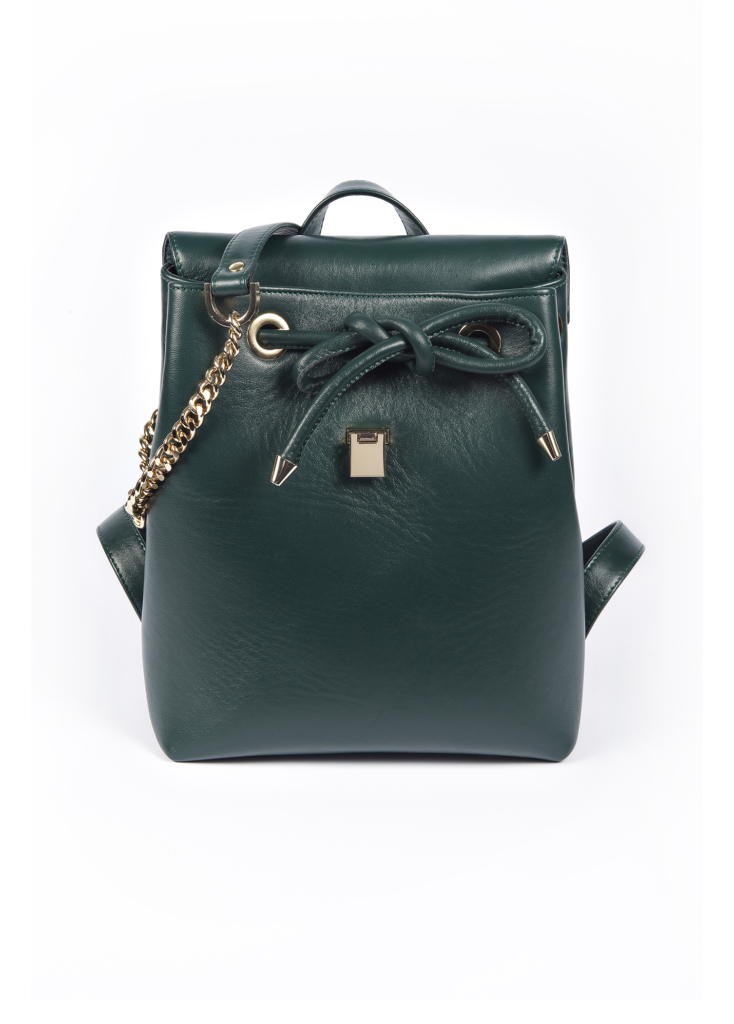 GREEN LEATHER SHOULDER STRAP BACKPACK - Image 2