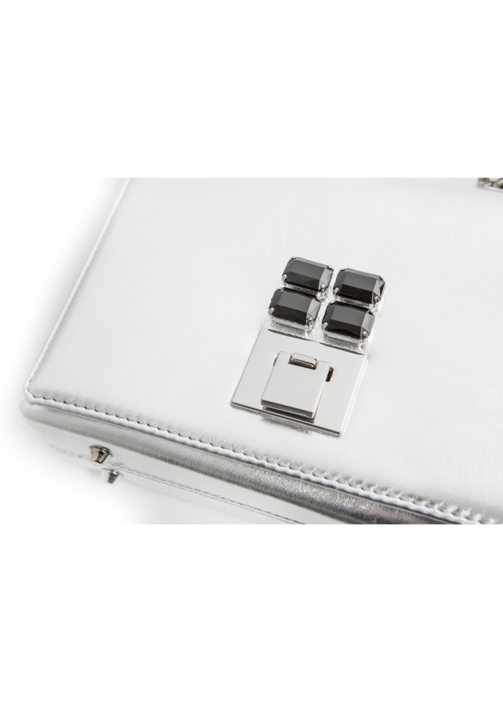 SILVER LAMBSKIN LEATHER BAG - Image 4