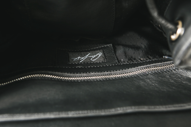 BLACK LEATHER SHOULDER STRAP BACKPACK - Image 5