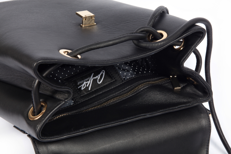 BLACK LEATHER SHOULDER STRAP BACKPACK MINI - Image 5