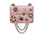 PINK LEATHER AND CRYSTAL FLOWER BAG