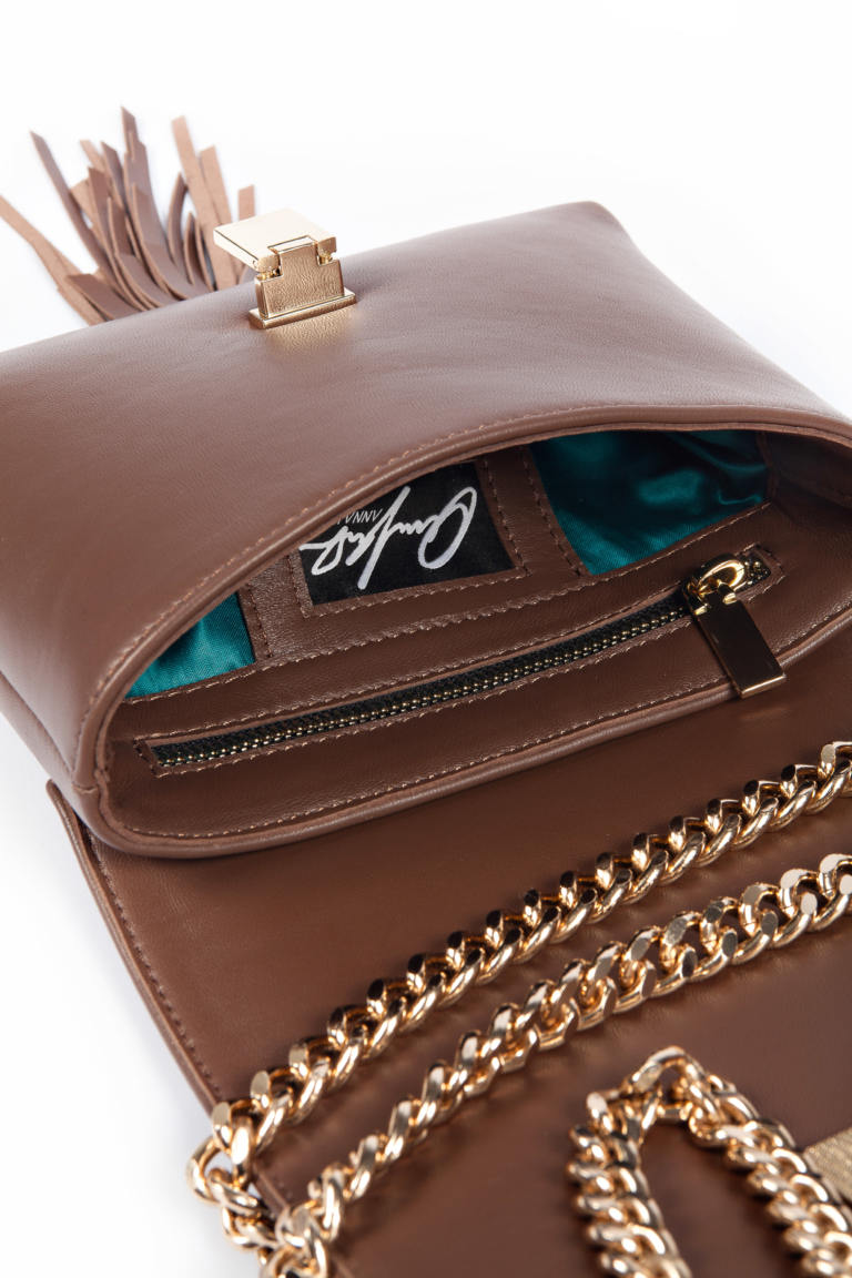 BROWN LEATHER TASSEL BAG - Image 4