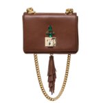 BROWN LEATHER TASSEL BAG
