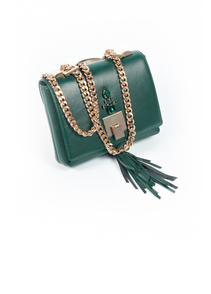 GREEN LEATHER TASSEL BAG - Image 3