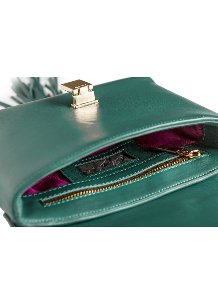 GREEN LEATHER TASSEL BAG - Image 4