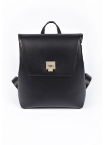 BLACK LEATHER SHOULDER STRAP BACKPACK