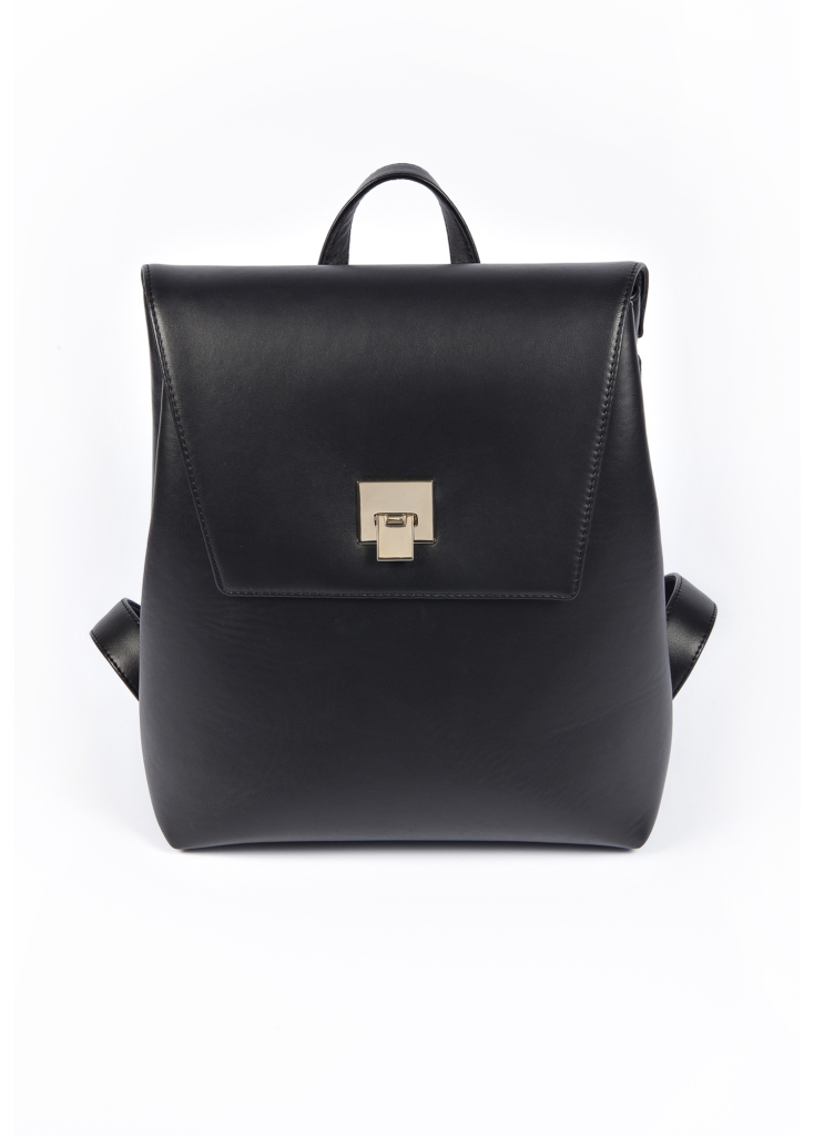 BLACK LEATHER SHOULDER STRAP BACKPACK - Image 1