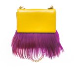 YELLOW LEATHER AND MOUNTAIN GOAT FUR BAG