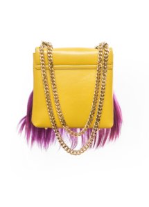 YELLOW LEATHER AND MOUNTAIN GOAT FUR BAG - Image 2