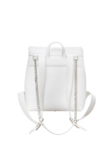WHITE LEATHER AND CRYSTAL FLOWER BACKPACK MINI - Image 2