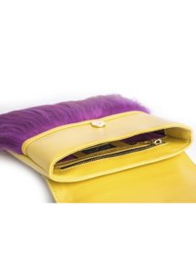 YELLOW LEATHER AND MOUNTAIN GOAT FUR BAG - Image 3