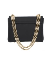 BLACK LEATHER AND CRYSTAL FLOWER BAG LARGE - Image 2