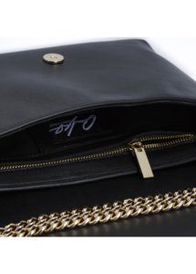 BLACK LEATHER AND CRYSTAL FLOWER BAG LARGE - Image 4