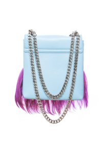 BLUE LEATHER AND MOUNTAIN GOAT FUR BAG - Image 2