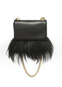 BLACK LEATHER AND MOUNTAIN GOAT FUR BAG