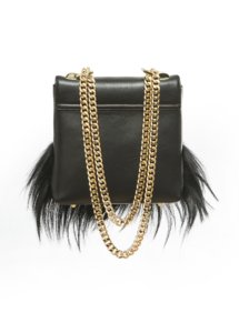 BLACK LEATHER AND MOUNTAIN GOAT FUR BAG - Image 2