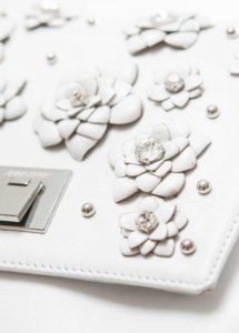 WHITE LEATHER AND CRYSTAL FLOWER BACKPACK - Image 3