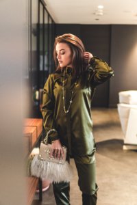 BEIGE LAMA FUR AND CRYSTAL BAG - Image 5