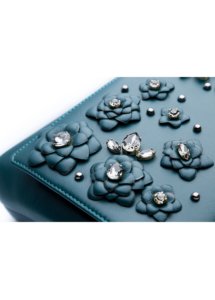 GREEN LEATHER AND FLOWER BAG LARGE - Image 5