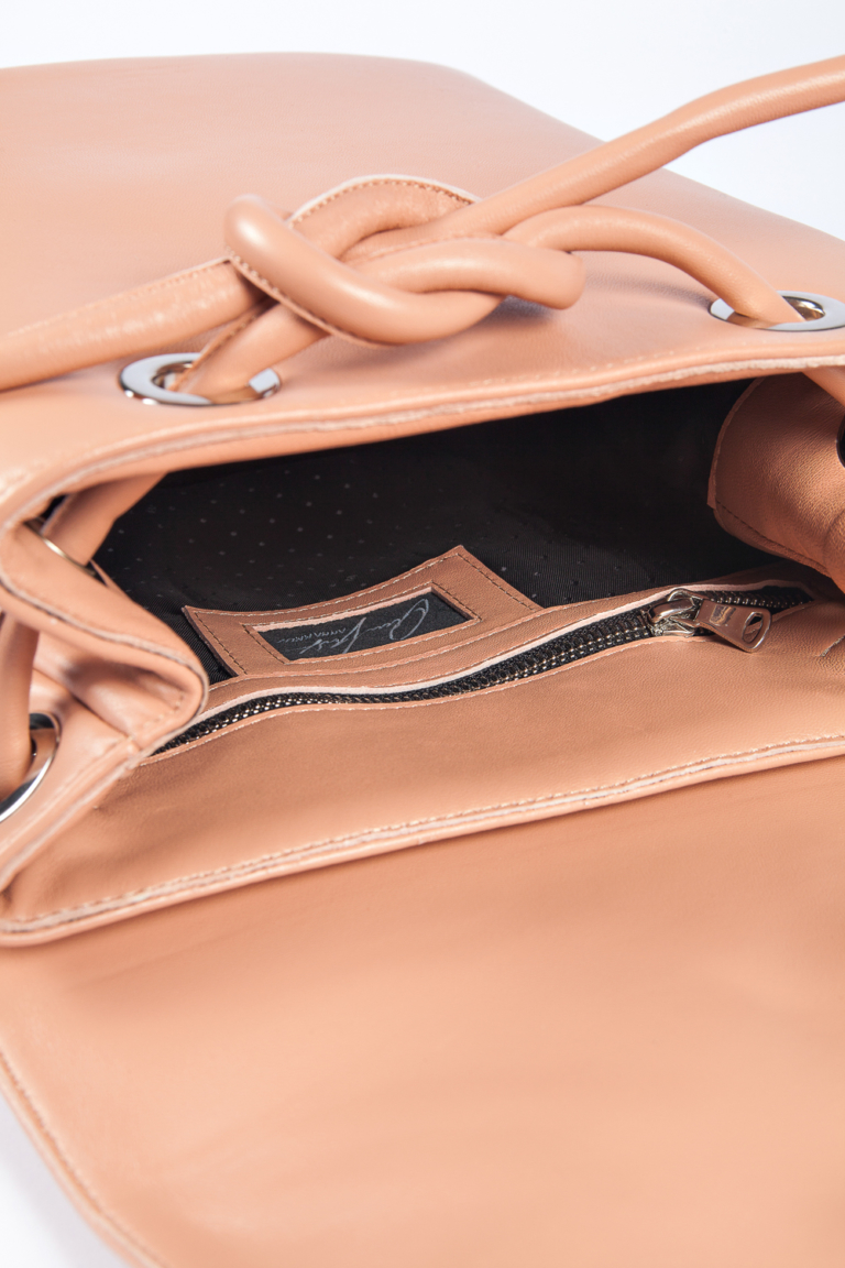 BEIGE LEATHER MINI BACKPACK - Image 3