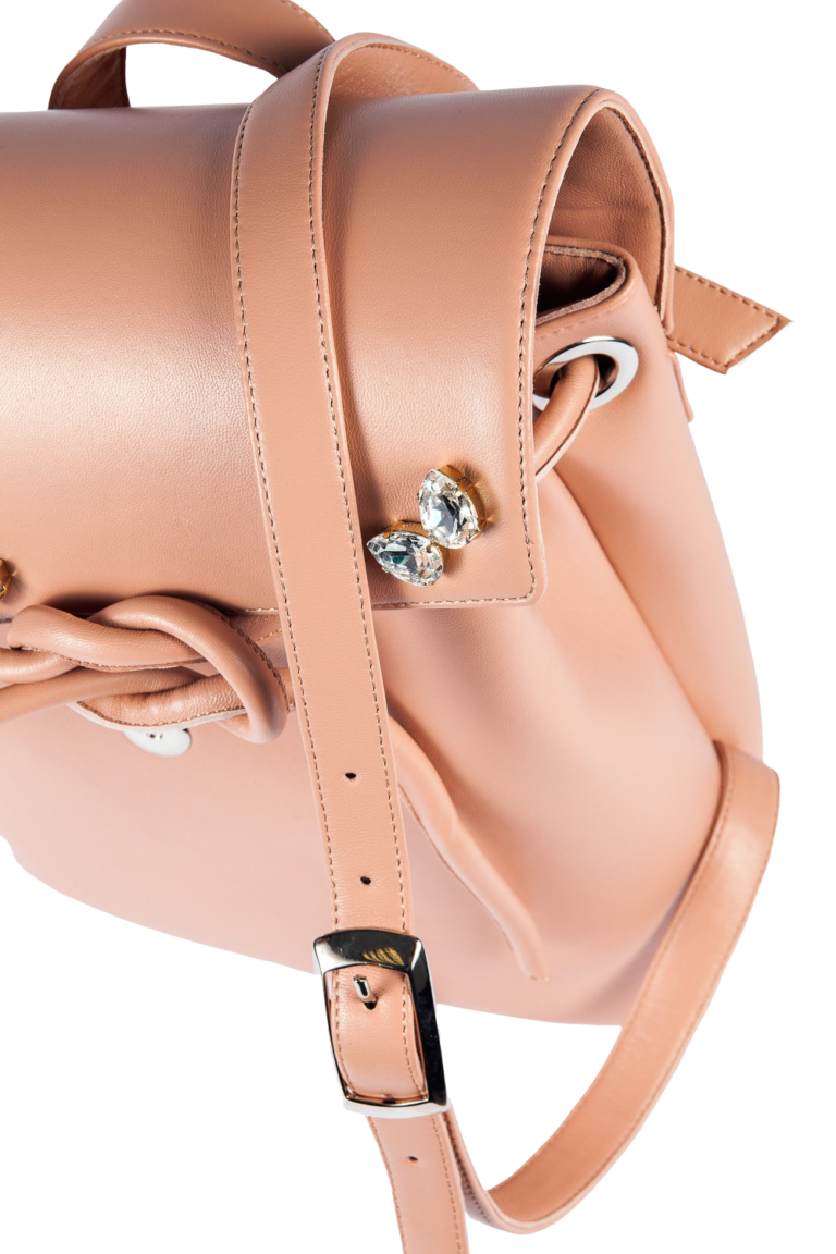 BEIGE LEATHER MINI BACKPACK - Image 6