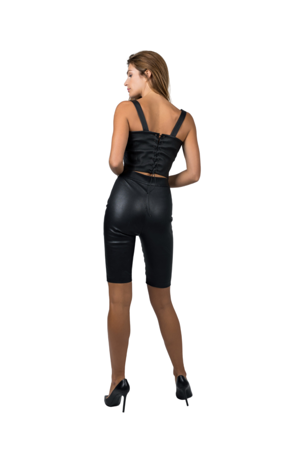 slim fit fitted stretch leather cycling shorts