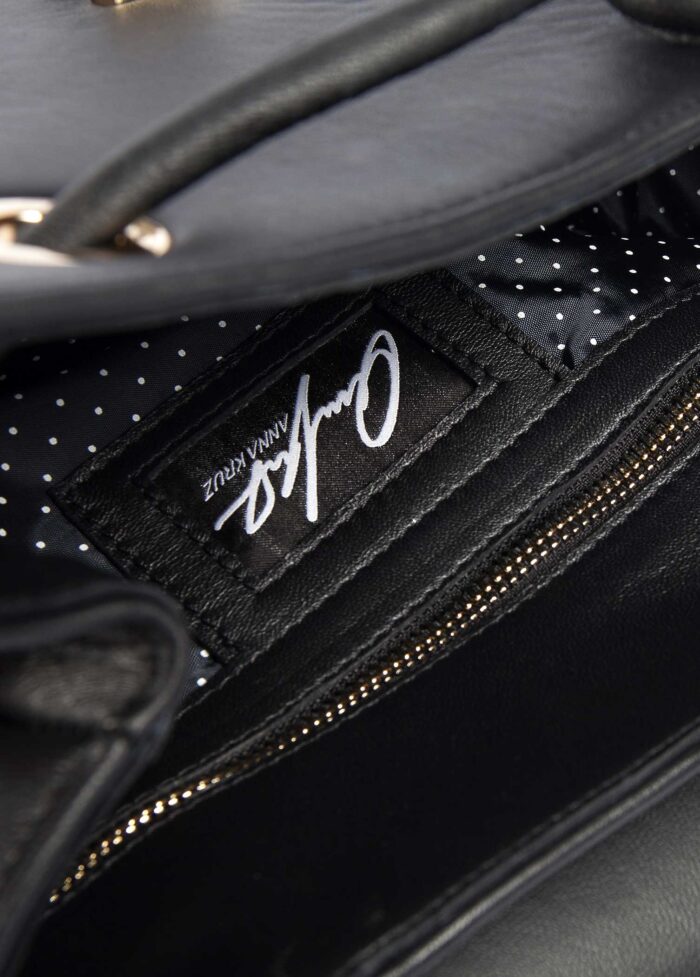 BLACK LEATHER AND CRYSTAL FLOWER BACKPACK - Image 6