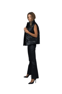 black lambskin padded gilet vest