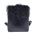 BLACK LEATHER AND LAMA FUR BACKPACK