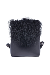 BLACK LEATHER AND LAMA FUR BACKPACK