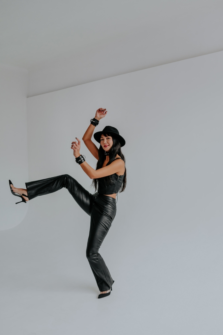 flare real leather pants