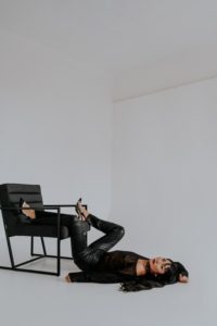 flare real leather pants