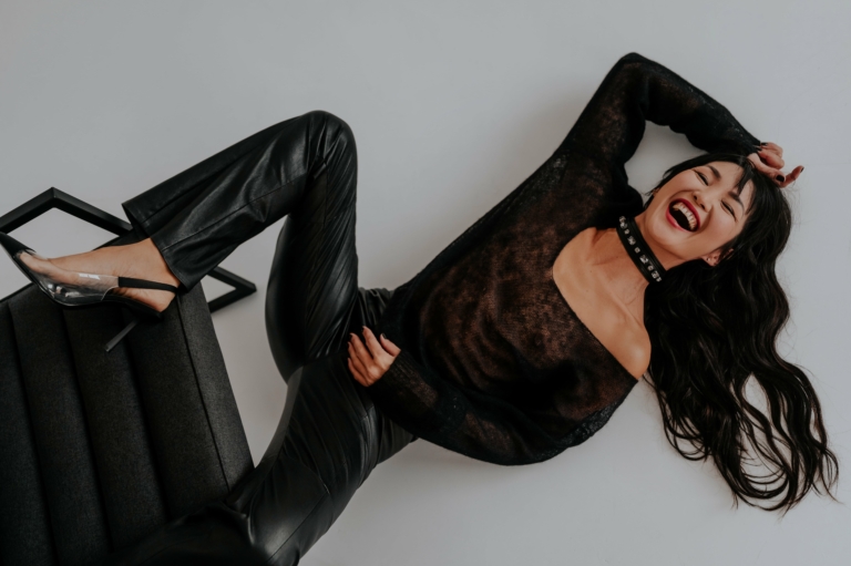 flare real leather pants