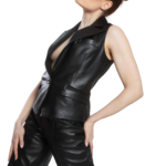 BLACK LEATHER WAISTCOAT